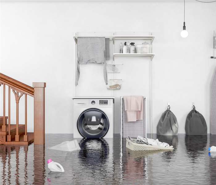 a flooded laundry room